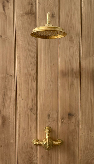 Astonian Signature Traditional semi-exposed single thermostatic shower kit Polished Brass