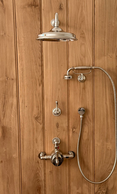 Astonian Signature Traditional semi-exposed dual outlet thermostatic shower kit Nickel
