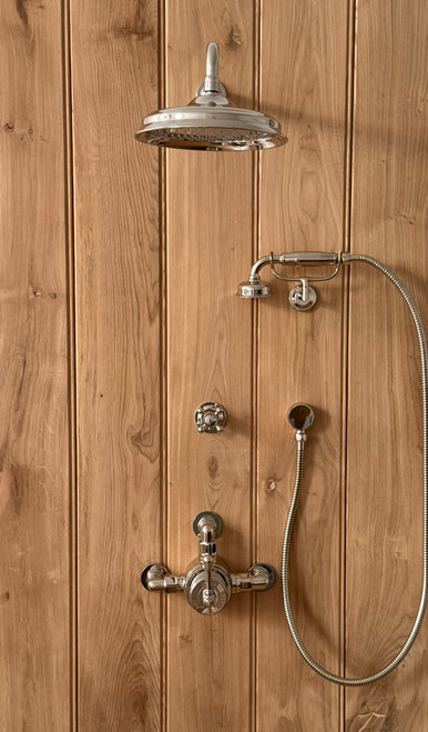 Astonian Signature Traditional semi-exposed dual outlet thermostatic shower kit Nickel