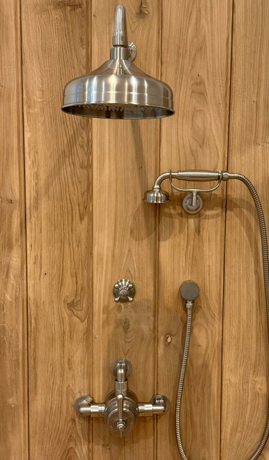 Astonian Signature Traditional semi-exposed dual outlet thermostatic shower kit Brushed Nickel