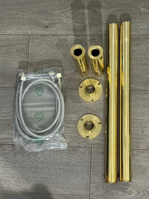 Signature Telescopic floor pillar shrouds kit for Signature bath shower mixers and fillers - Polished Brass
