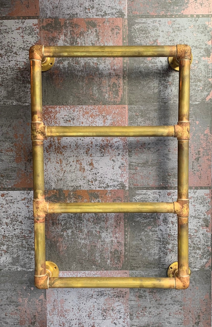 Workshop brass Drylined wall-mounted towel warmer - 4 rail, 750h x 500w x 105d  - Electric