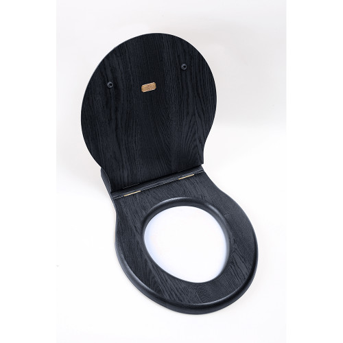 Thomas Crapper Oval W.C. Seat - Indigo Blue - Polished Brass fittings