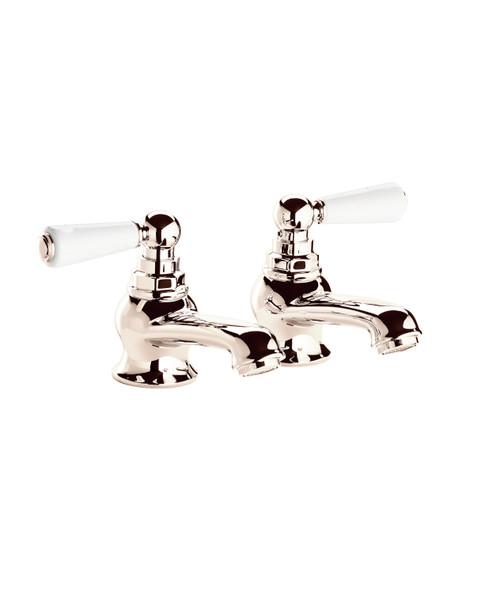 Astonian Original china lever basin pillar taps - Nickel