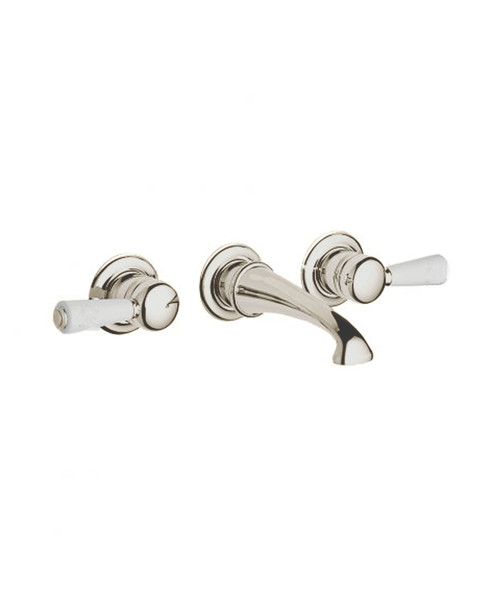 Astonian Original 3-hole wall mounted china lever basin mixer - brushed nickel