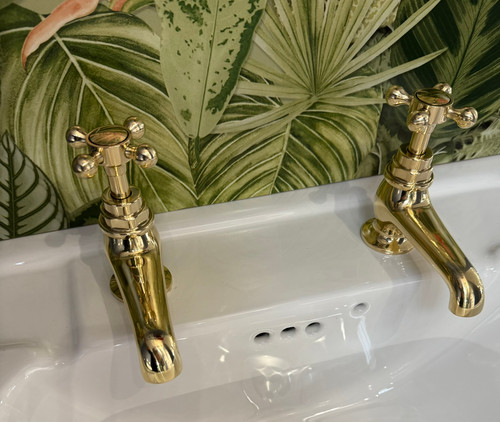 Astonian Signature basin pillar taps- Polished Brass