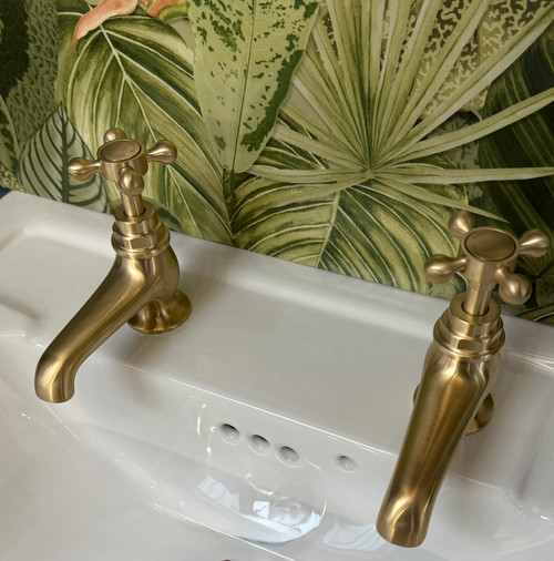 Astonian Signature basin pillar taps- Brushed Brass