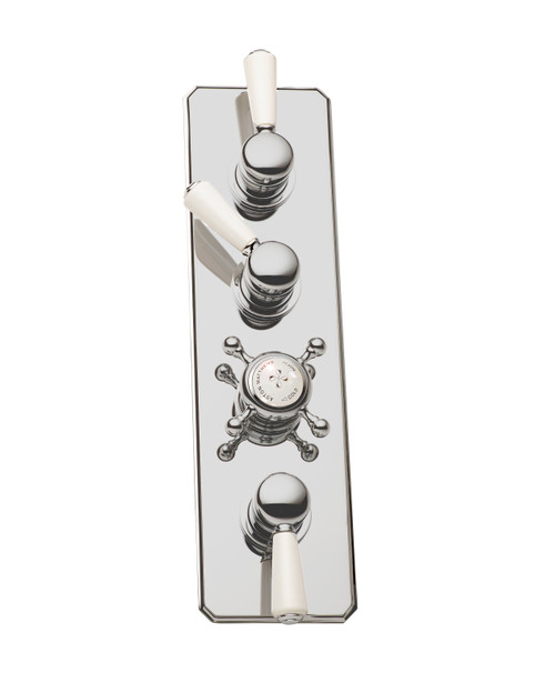 Astonian Original concealed thermostatic triple outlet shower valve with plate - brushed nickel