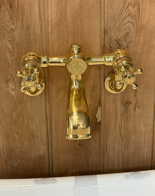 Astonian Signature Tradition wall mounted bath filler  - Unlacquered Polished Brass