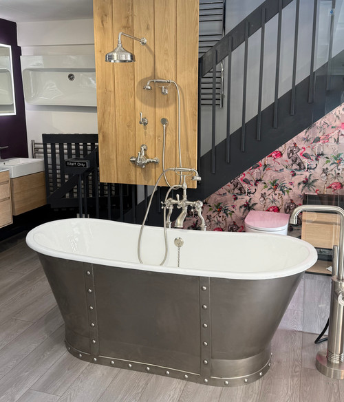 Astonian Excalibur double ended no taphole freestanding cast iron bath  1700x680mm riveted steel exterior
