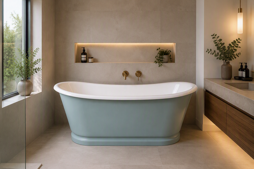 Astonian Venice double ended no taphole freestanding cast iron bath  1676x730mm primed exterior
