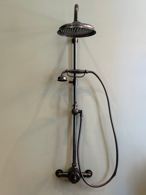 Astonian Signature Traditional Dual Outlet Exposed Shower Kit with Compass Lever  - Linished Antique Bronze (excludes rose)