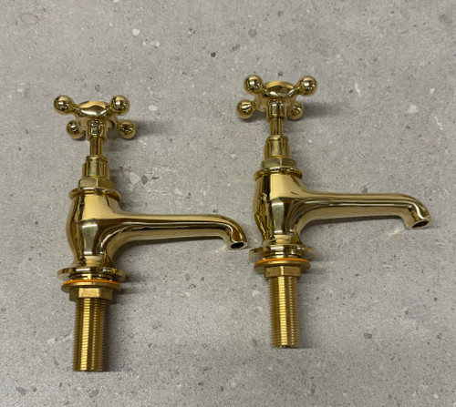 Astonian 1823 basin pillar taps in polished brass