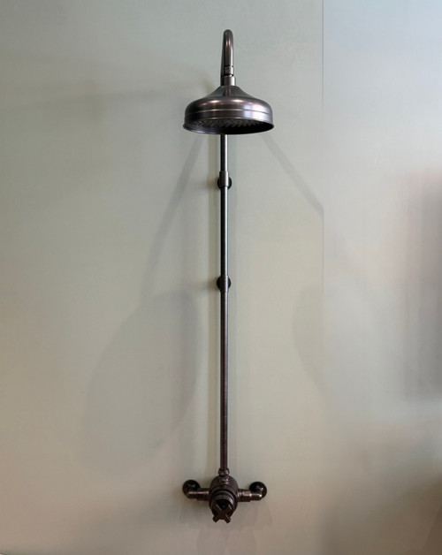 Astonian Signature Traditional Single Outlet Exposed Shower Kit with Modern Cross  - Linished Antique Bronze (excludes rose)