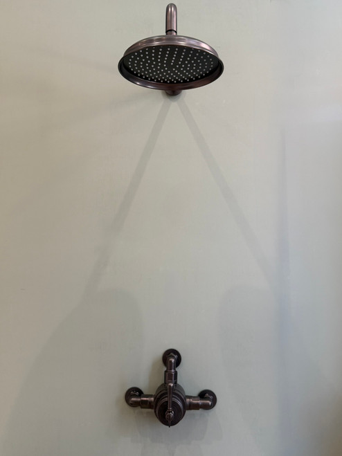 Astonian Signature Traditional Single Outlet Semi-Exposed Shower Kit with compass lever control  - Linished Antique Bronze (excludes rose)