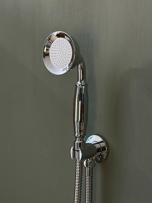 Astonian Signature Handshower Kit with integrated wall outlet and holder, hose and handshower - Chrome