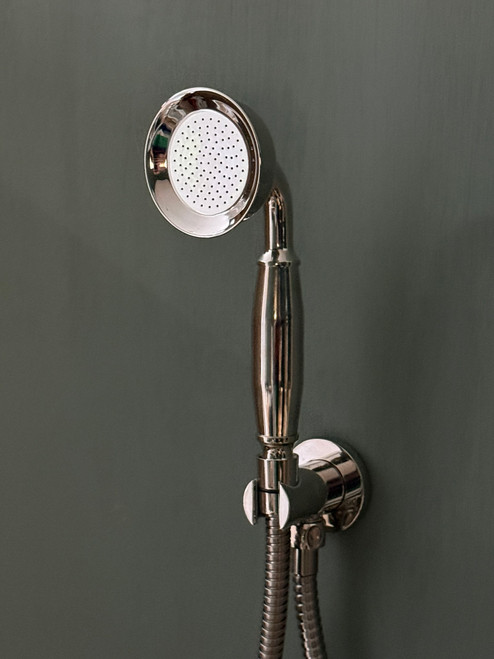 Astonian Signature Handshower Kit with integrated wall outlet and holder, hose and handshower - Nickel