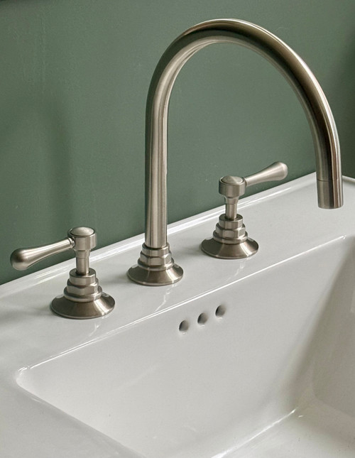 Astonian Signature  3-hole Swan Neck basin mixer, Lever Handles - Brushed Nickel