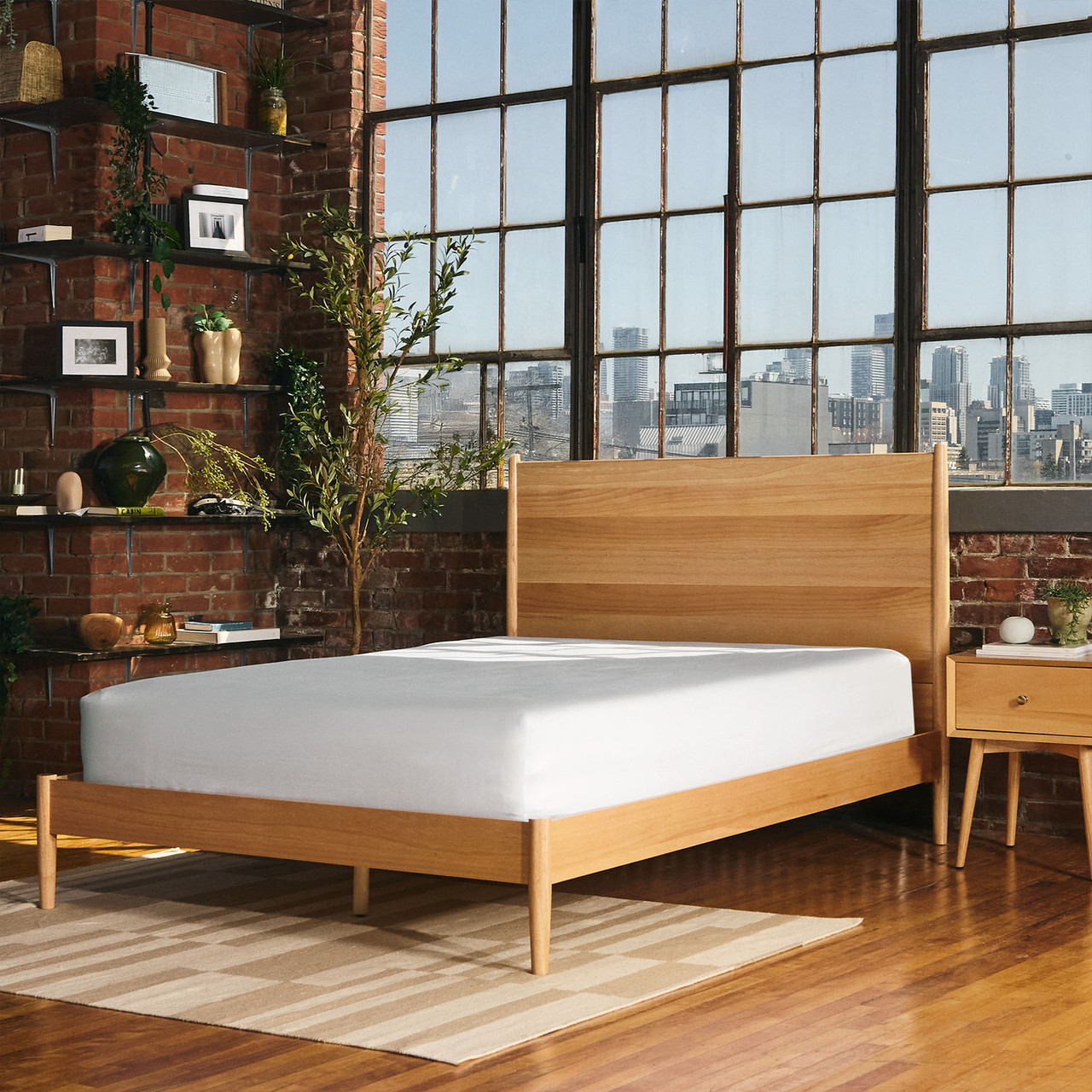 Silk & Snow Mid-Century Modern Bed