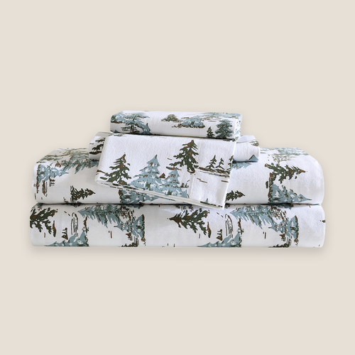 Eddie Bauer Snowy Pine Flannel Sheet Set