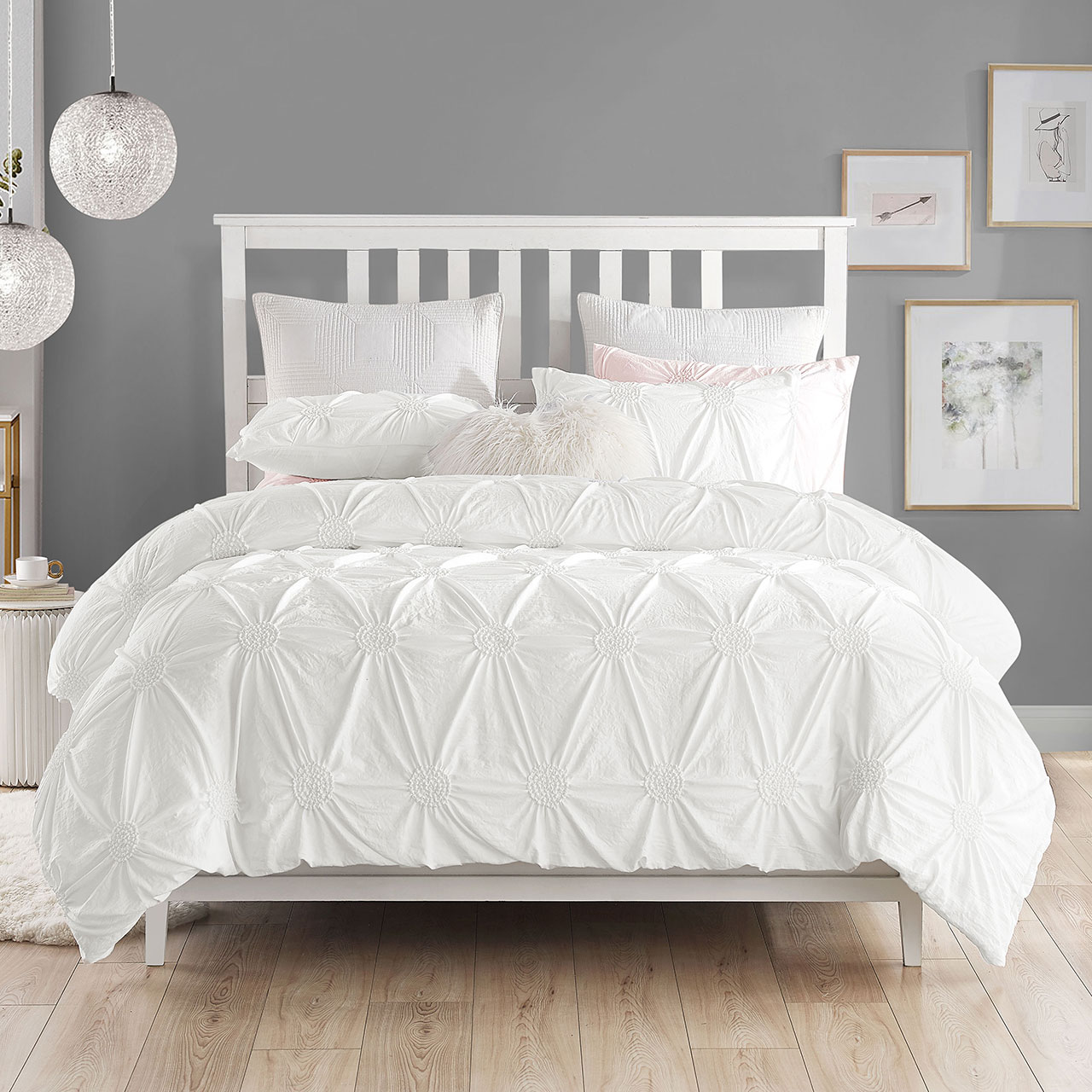 Swift Home Floral Ruched Duvet Cover Set Swift Home Floral Ruched Duvet Cover Set