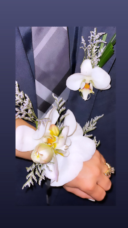 White Orchid Bout and Corsage Set