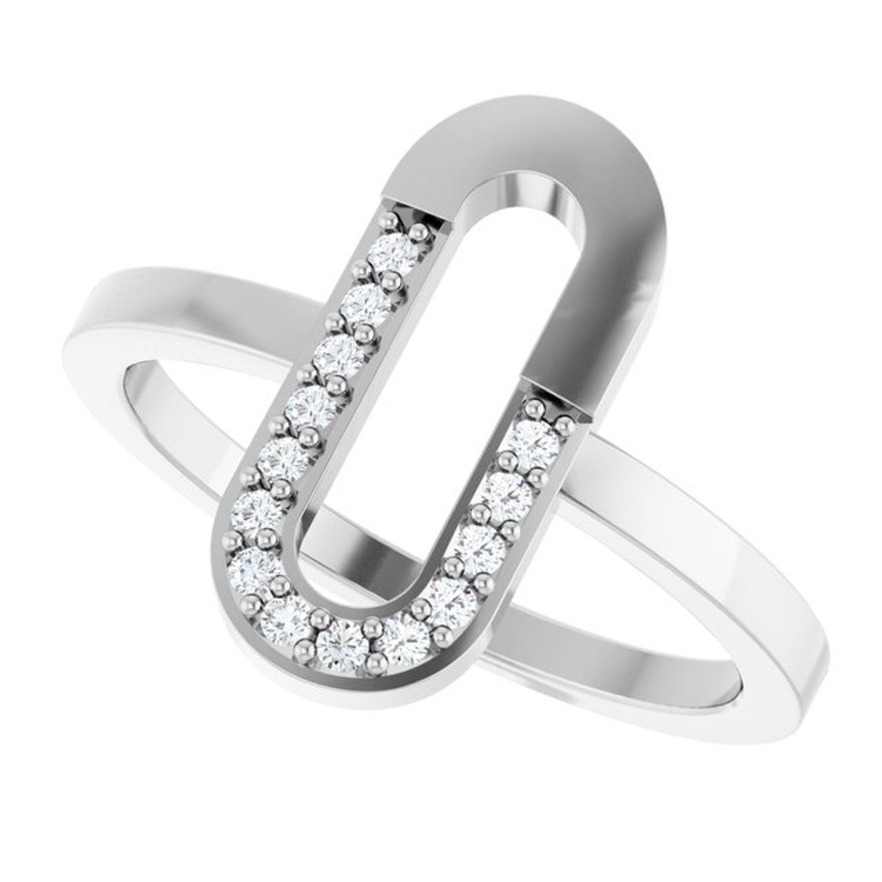 Platinum 1/10 CTW Natural Diamond Paperclip-Style Ring - PlatinumOnly