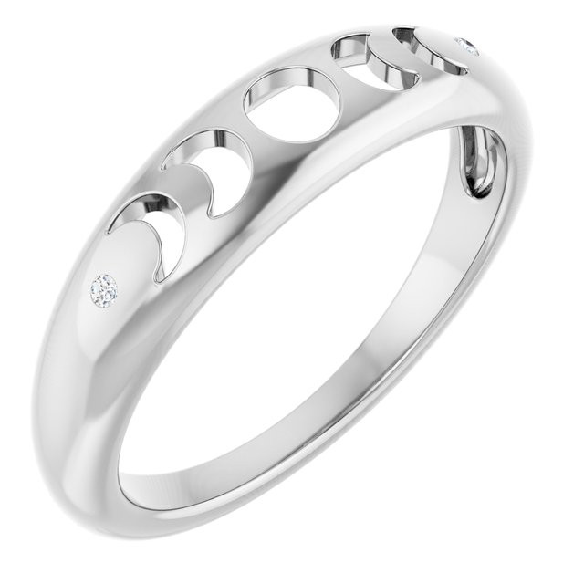 Platinum .015 CTW Natural Diamond Moon Phase Ring - PlatinumOnly