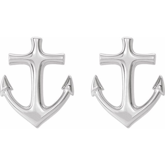 14K White Gold Anchor Drop Earrings - Gracious Rose Jewelry