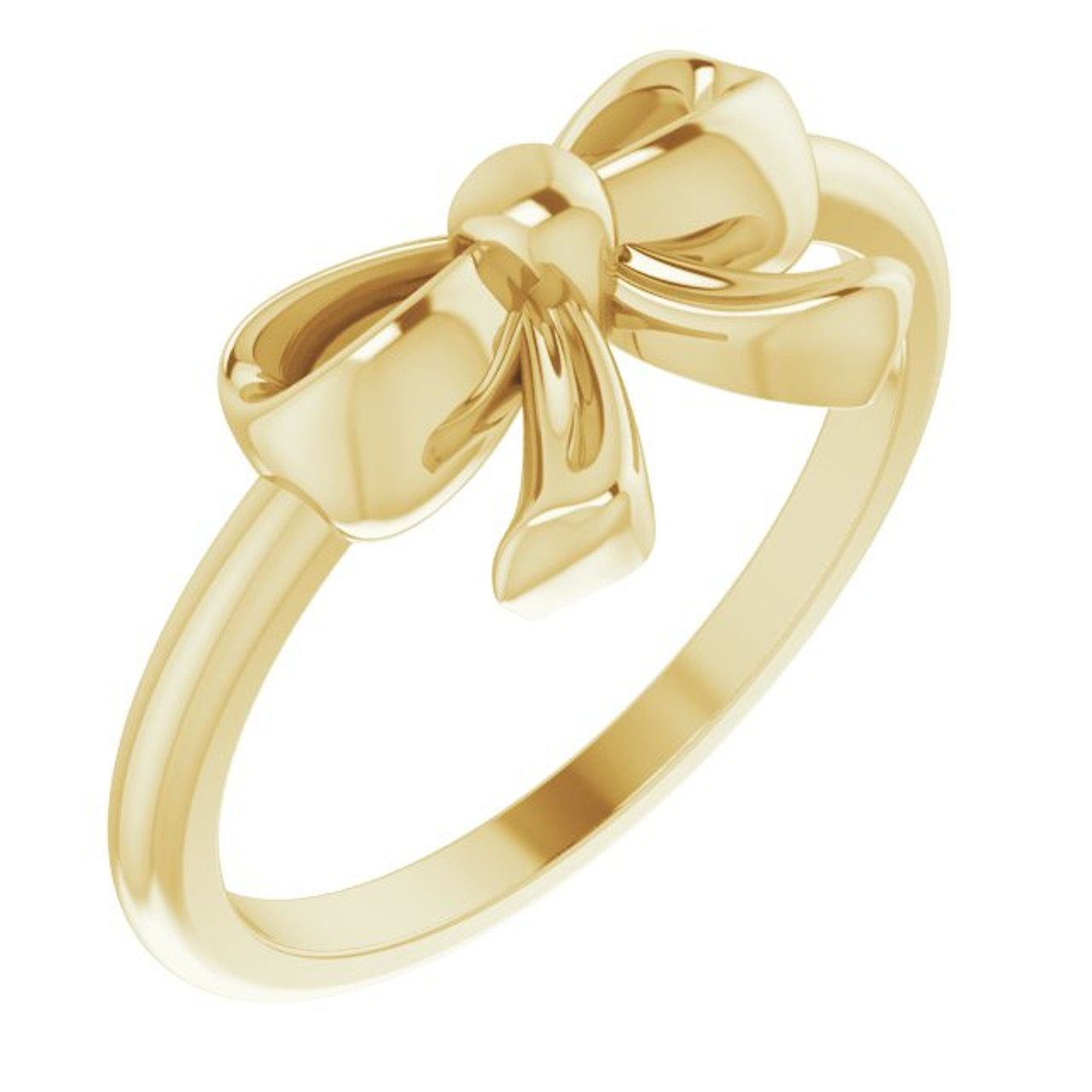 Gold Tone Metal Bow Ladies Ring Girls Bow Ring Size 7 1/4 