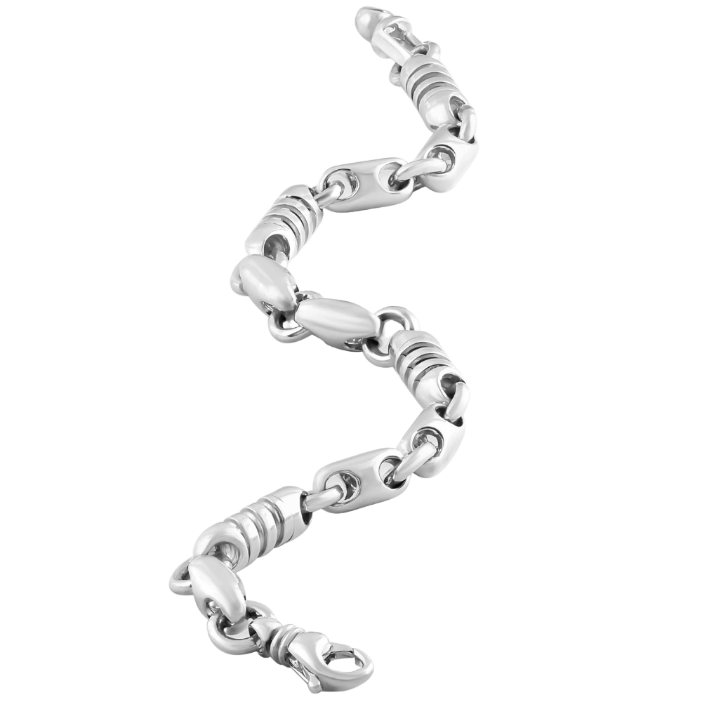 Spring Link Chainb 18k Handcrafted 6.5mm Mixed-Spring Link Chain - Gracious Rose Jewelry