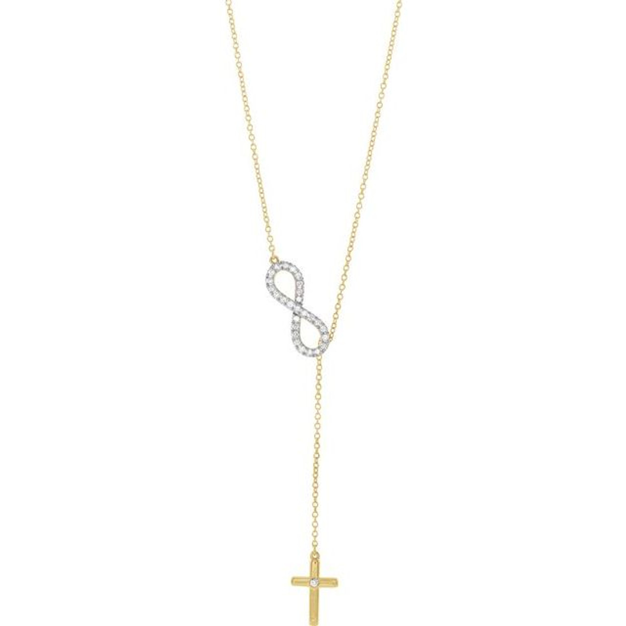 14K Yellow Gold 1/5 CTW Natural Diamond Infinity-Inspired Cross Necklace