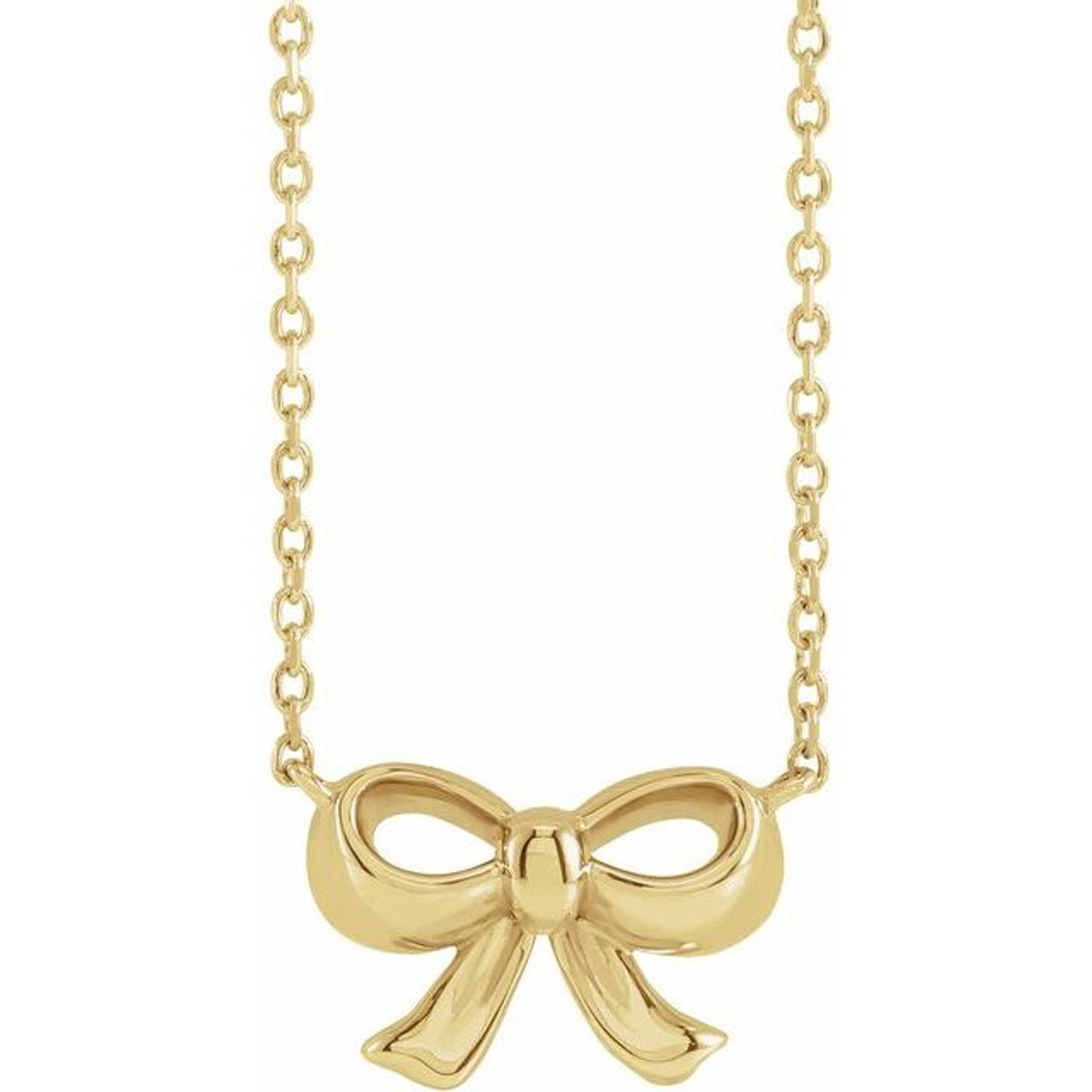 14K Yellow Gold Bow Necklace