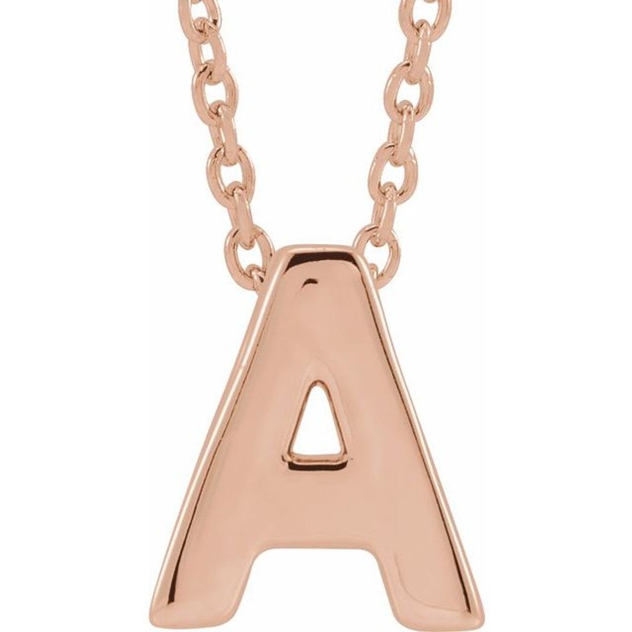 14k Rose Gold Initial A-Z, SM 10mm Pierced Disc Necklace, 16-18 Inch -  Black Bow Jewelry Company