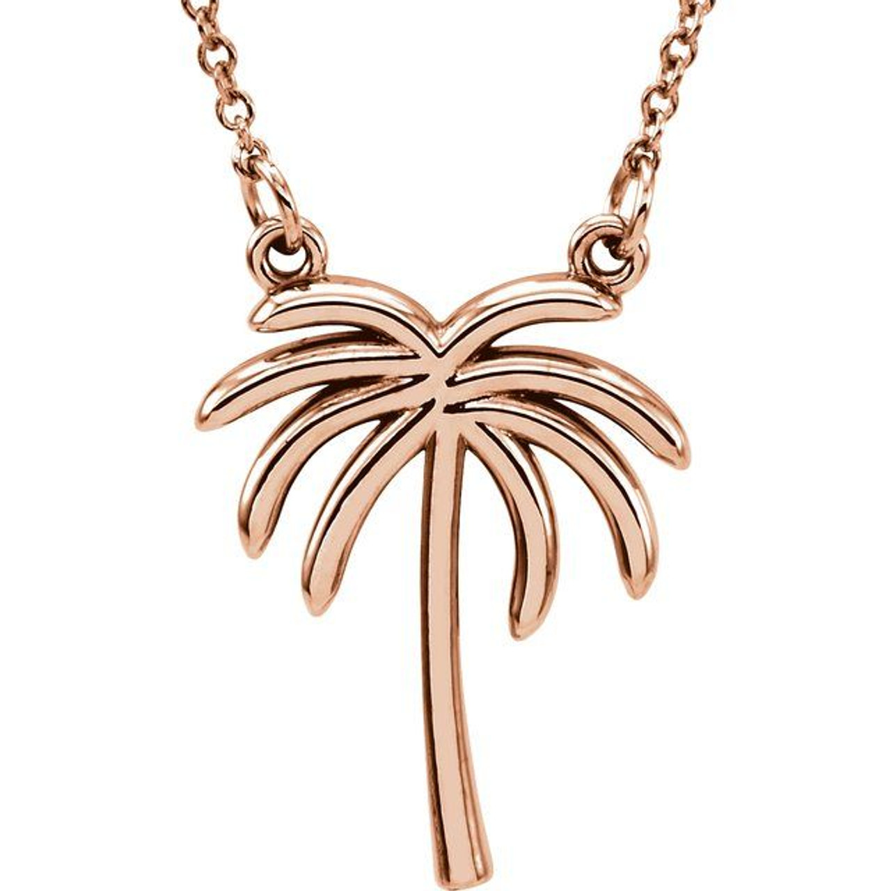 14K Rose Gold Palm Tree Necklace - Gracious Rose Jewelry