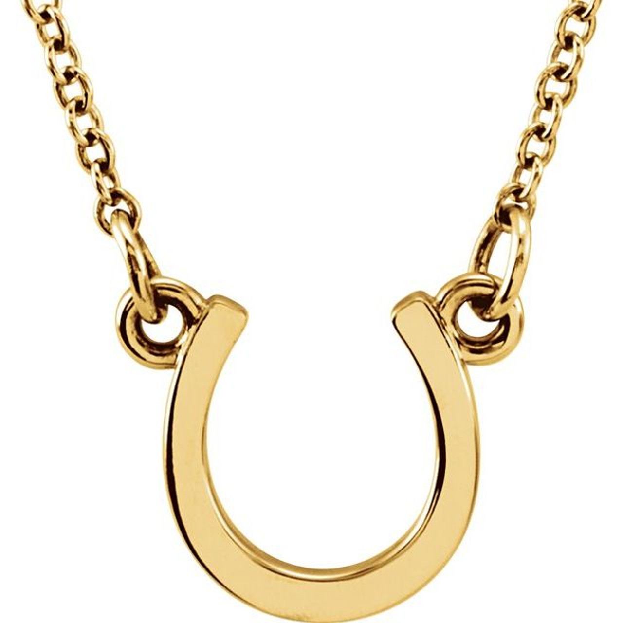  Gold Horseshoe Pendant without Necklace, Small Good Luck Charm  in 14 Kt Yellow, Men Women 14k Charms for Necklaces (up to 4mm)