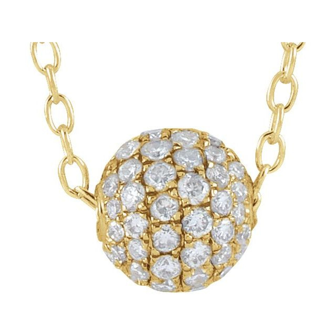 14K Yellow Gold 3/8 CTW Natural Diamond Ball Necklace - Gracious Rose  Jewelry