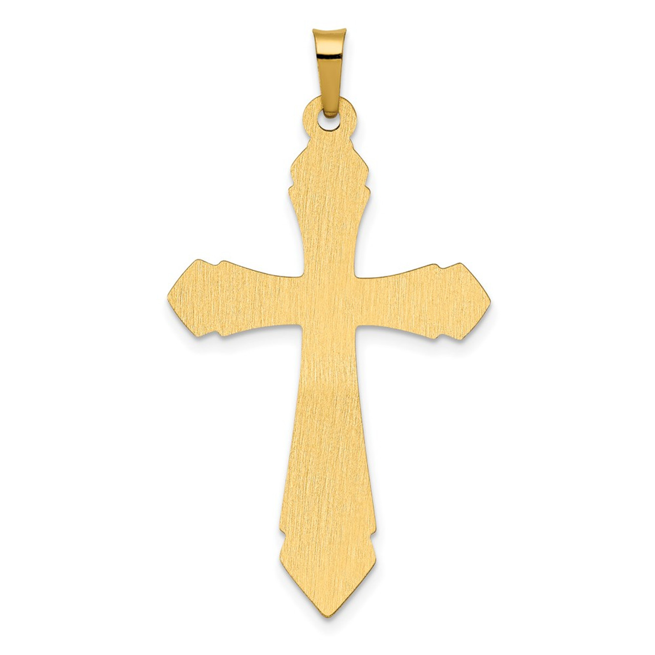 14k Yellow Gold Polished and Satin Passion Cross Pendant