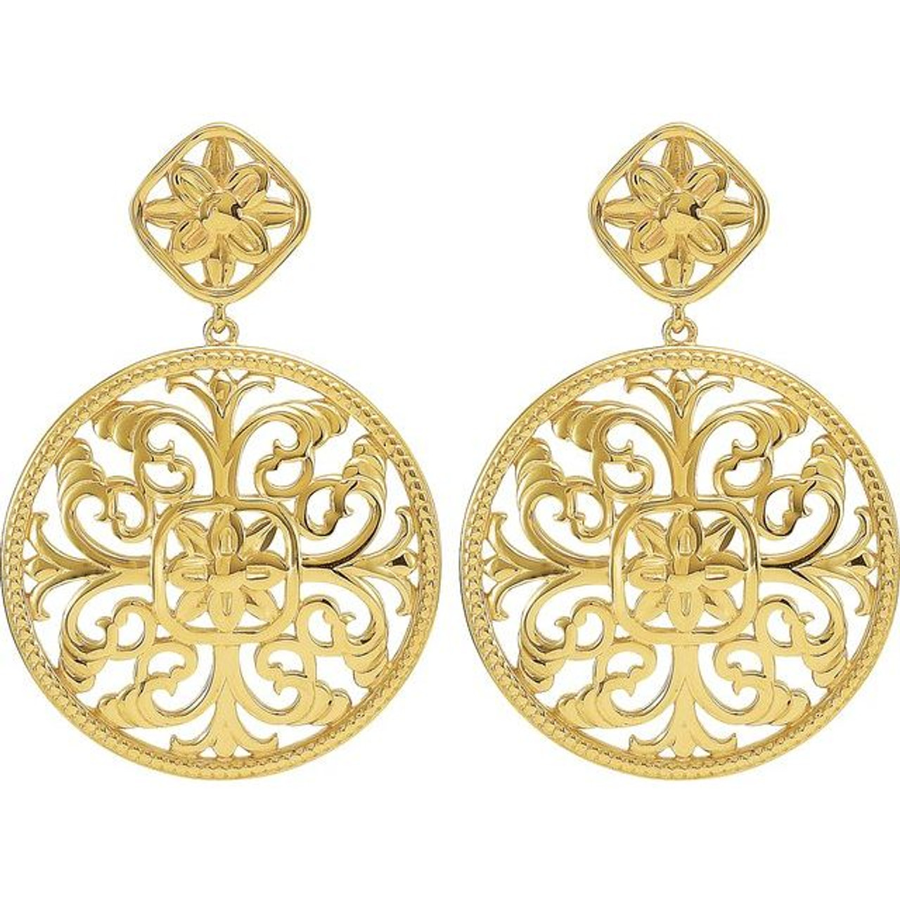 Beautiful pair of large filigree earrings  Luisa Paixao  USA