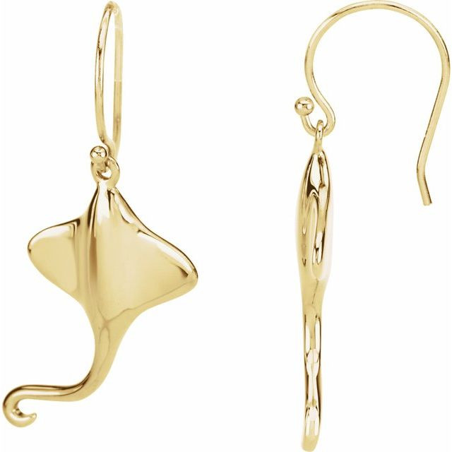 14K Yellow Gold Stingray Dangle Earrings - Gracious Rose Jewelry