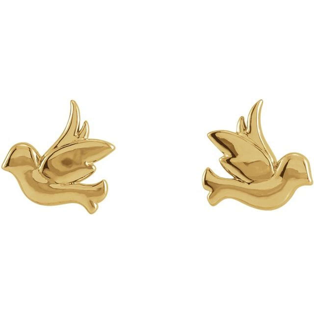 14K Yellow Gold Tiny Bird Stud Earrings