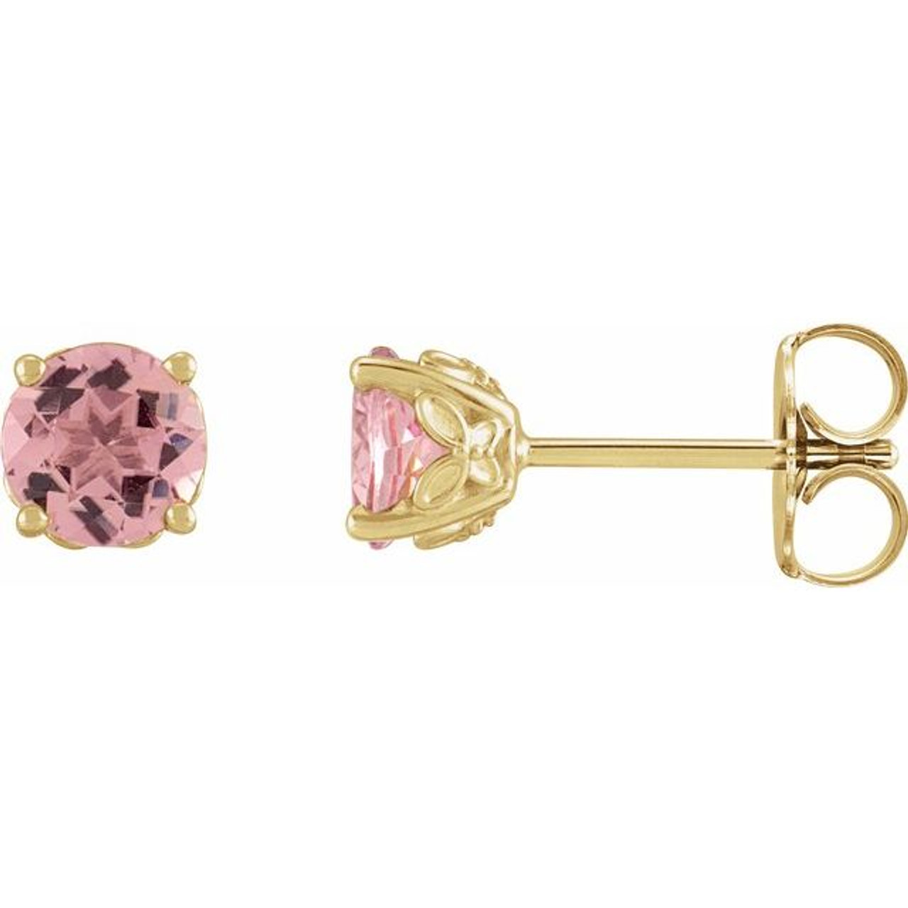 2.5 ctw Oval Pink Tourmaline Dangle Earrings in 14k yellow gold (ge-9004)