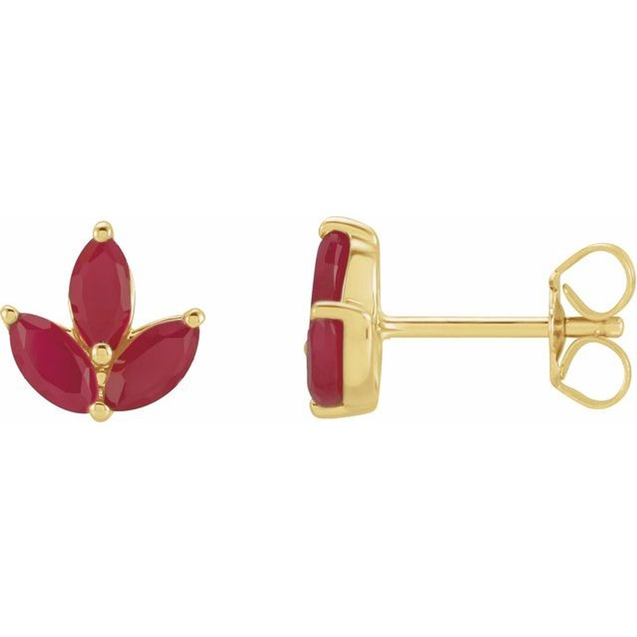 July Birthstone Natural Ruby Halo Stud Diamond Earrings 14K Gold  (I-J/I1-I2) – Glitz Design