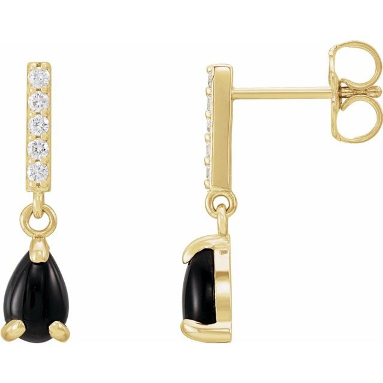 Black Diamond Earrings in Yellow Gold.