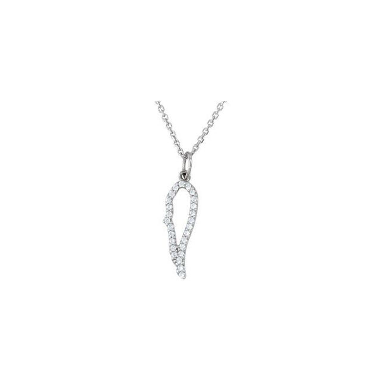 Amazon.com: Amazon Collection Sterling Silver Black and White Diamond Angel  Wing Pendant Necklace (1/5 cttw), 18