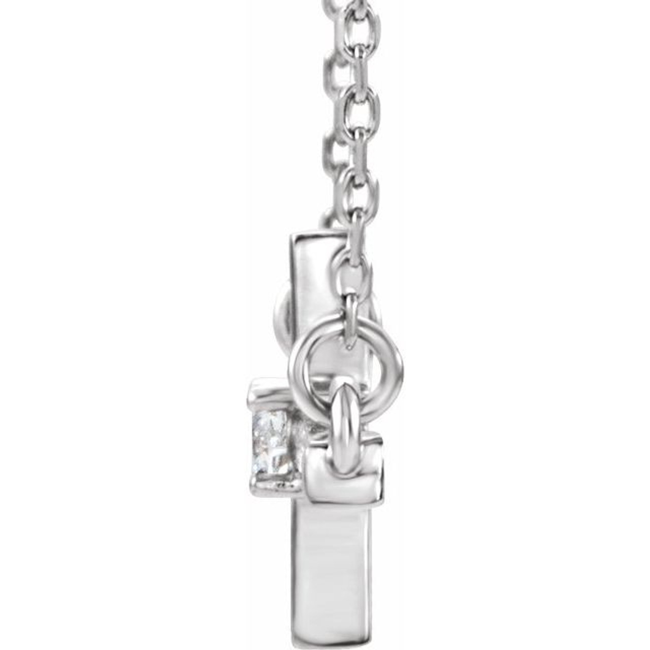 Natural Diamond Platinum Sideways Cross Necklace - PlatinumOnly