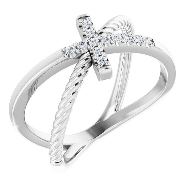 Platinum Diamond Cross Rope Ring - PlatinumOnly