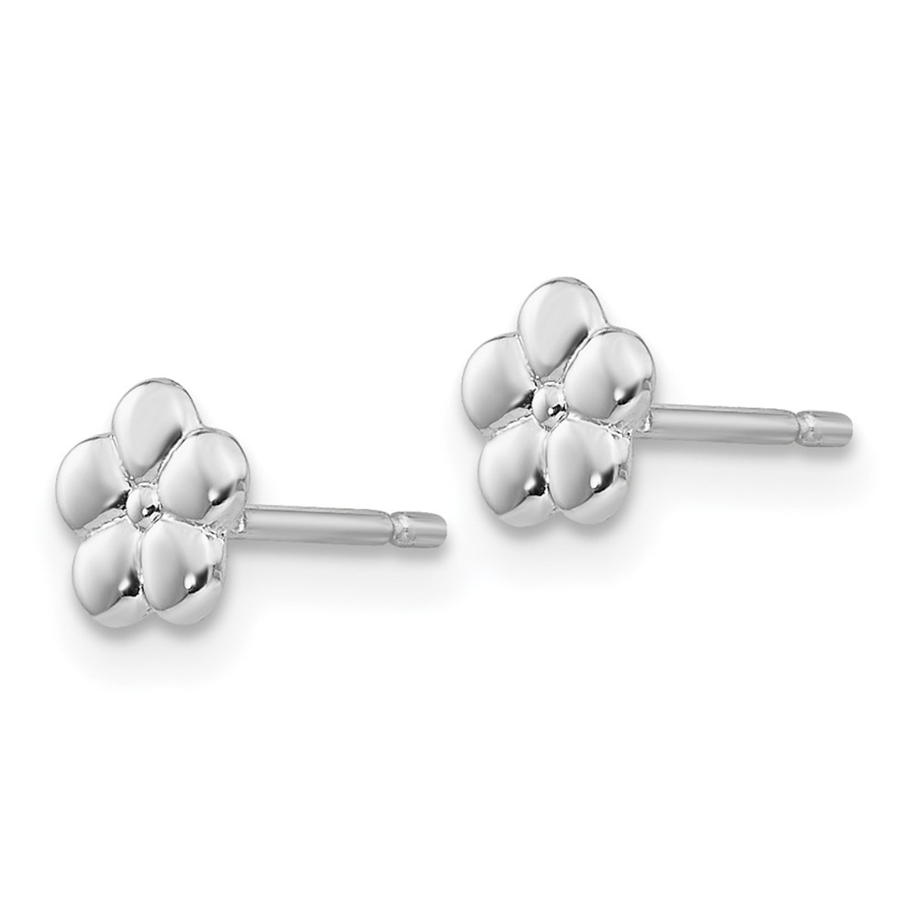 14K White Gold Polished Flower Post Earrings - Gracious Rose Jewelry