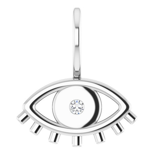 Platinum .02 CT Natural Diamond Evil Eye Pendant
