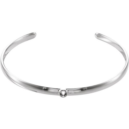 Platinum 3 mm Round Cuff 6" Bracelet